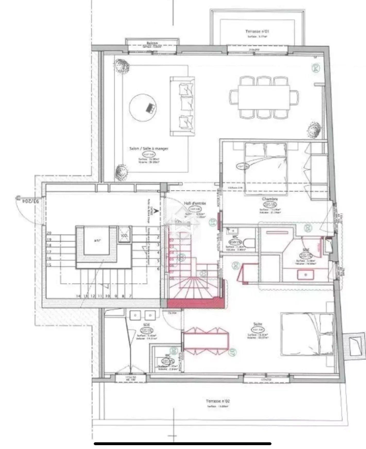 Sale Apartment MonteCarlo 2 Bedrooms Sea view Near Casino . Ref