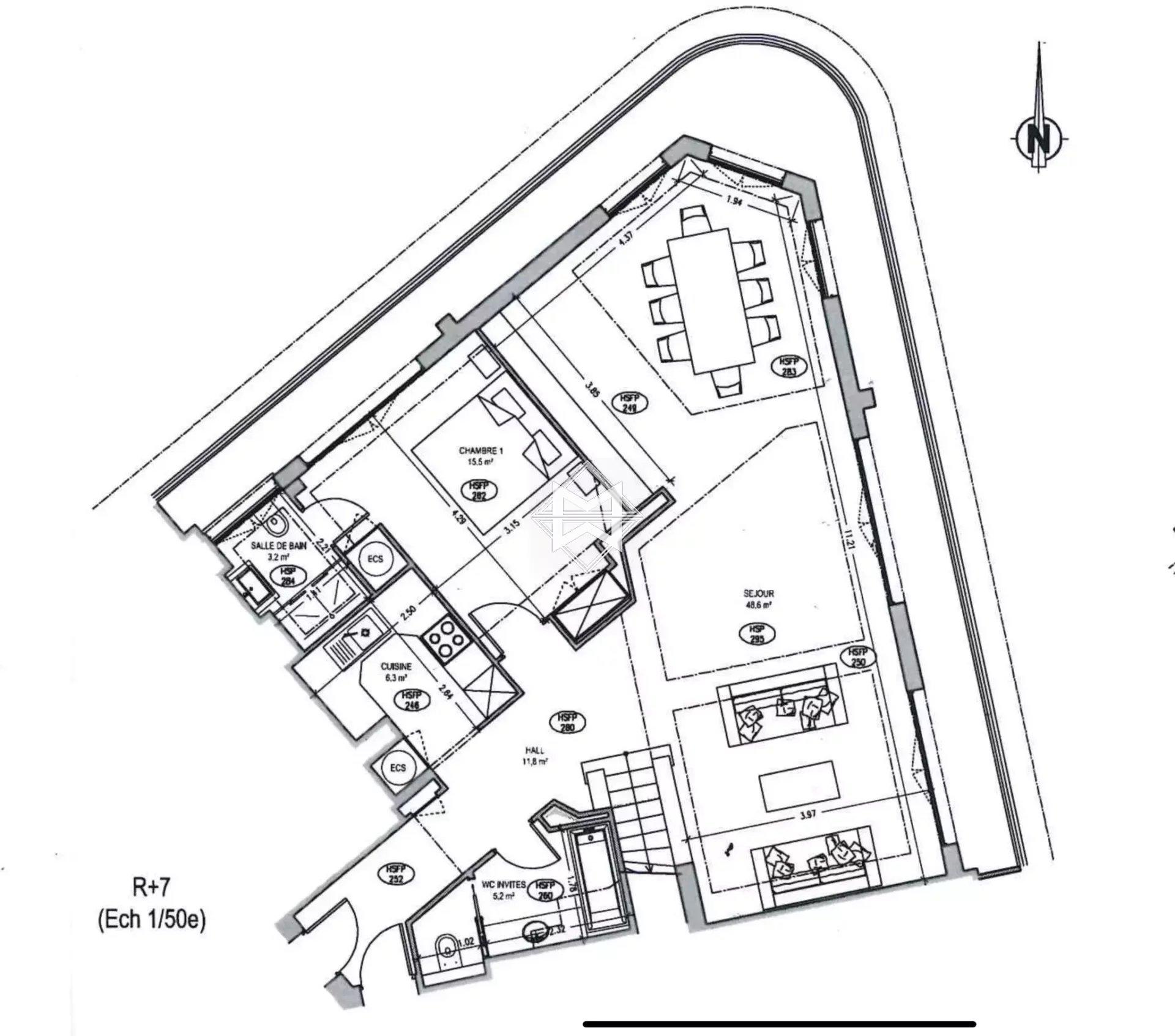 Sale Apartment MonteCarlo 2 Bedrooms Sea view Spacious living